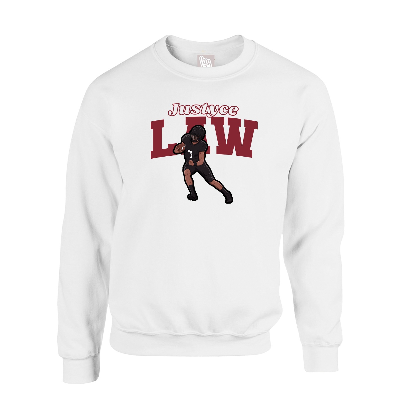 Fleece Crew — Name Arch in White