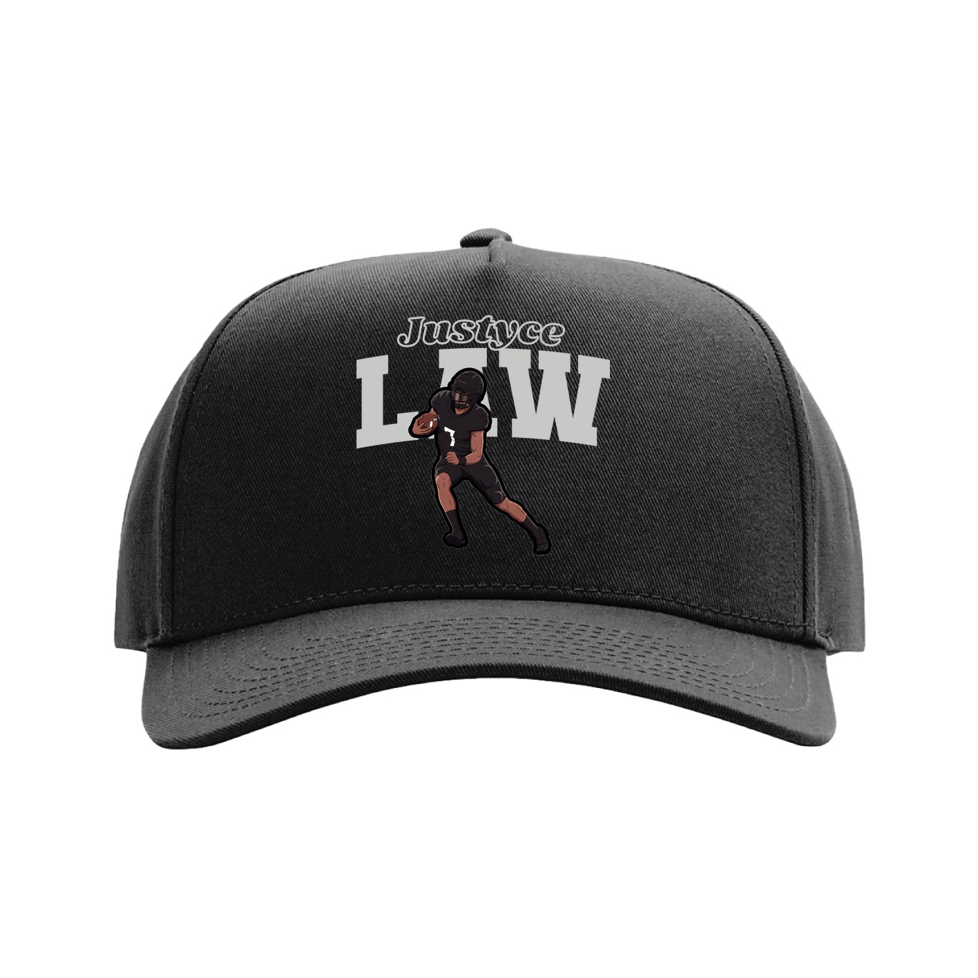 Full Fabric Five-Panel Champ Cap — Name Arch in Black