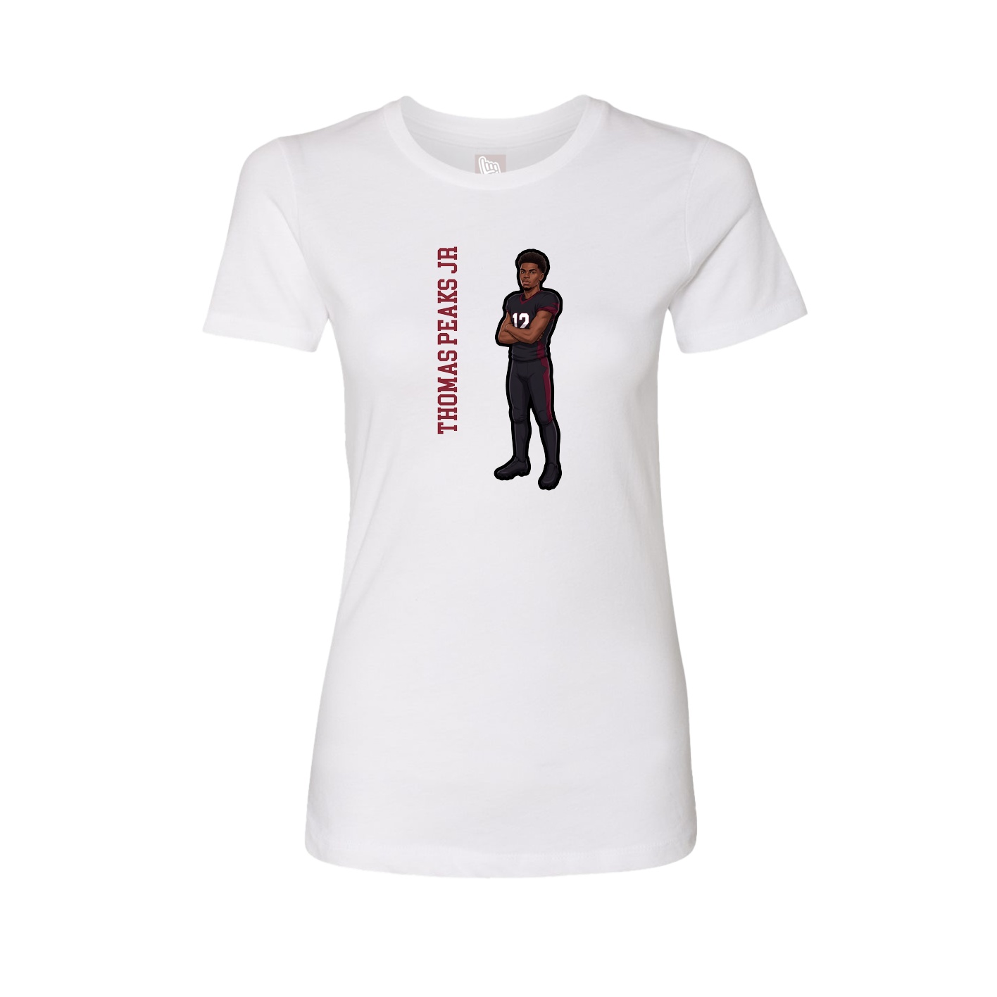 Fitted Women's Tee — Name Vertical in White