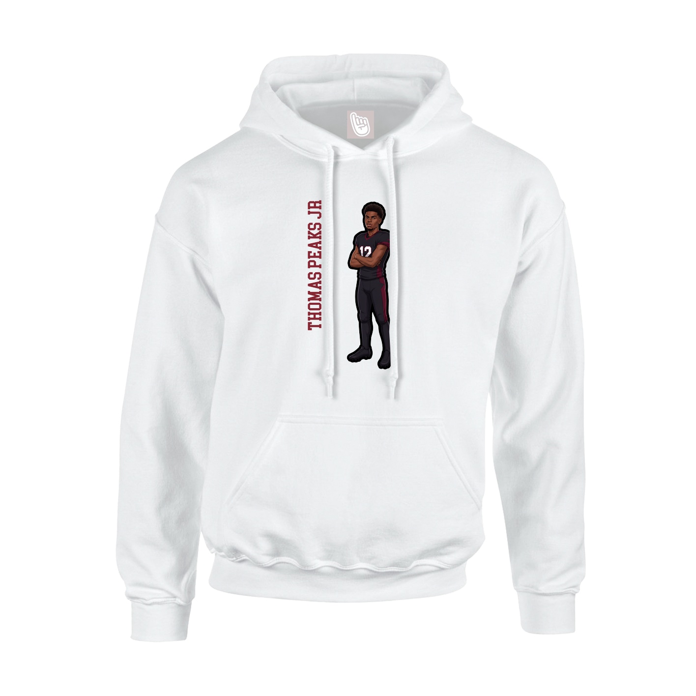 Youth Hoodie — Name Vertical in White