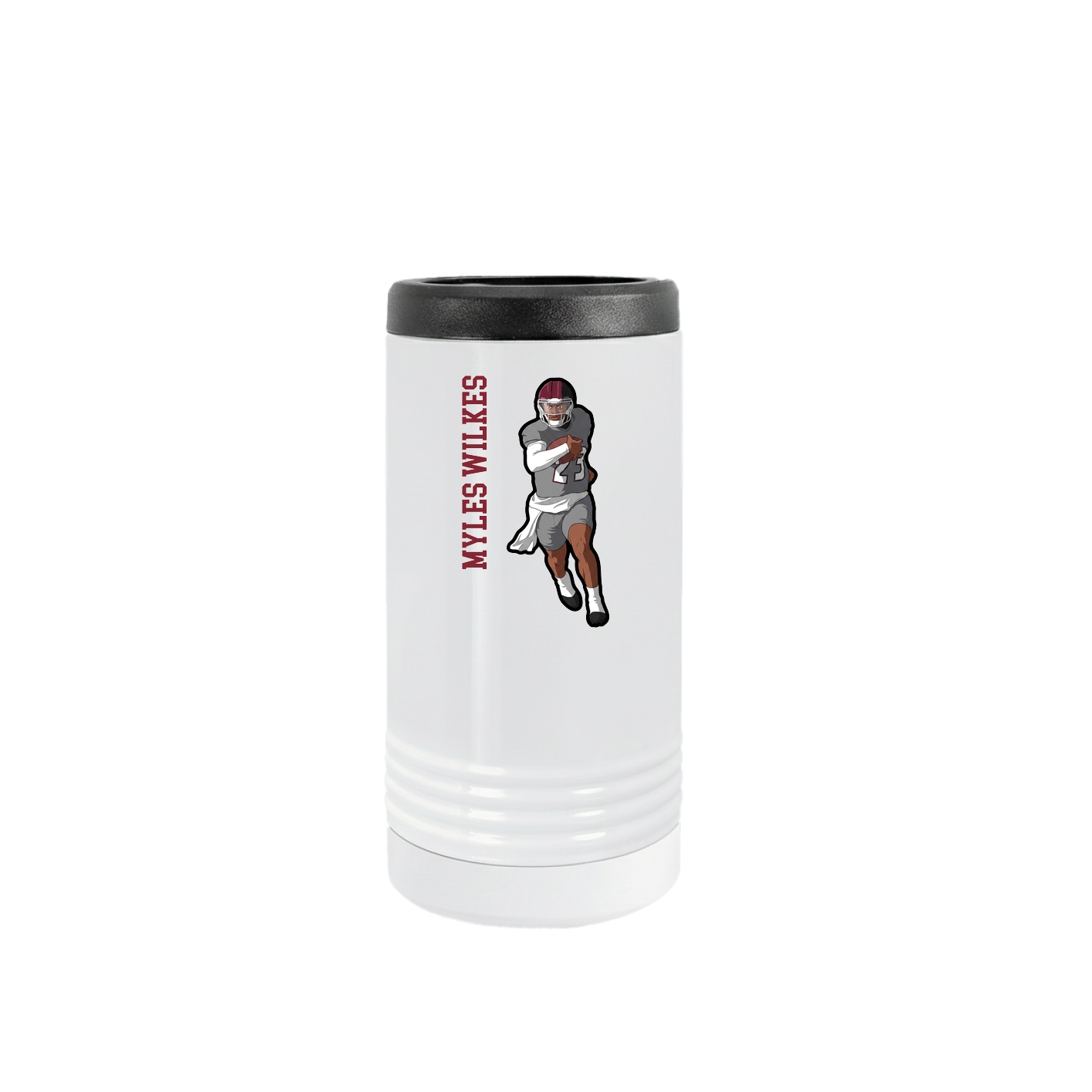 Slim Beverage Holder — Name Vertical in White