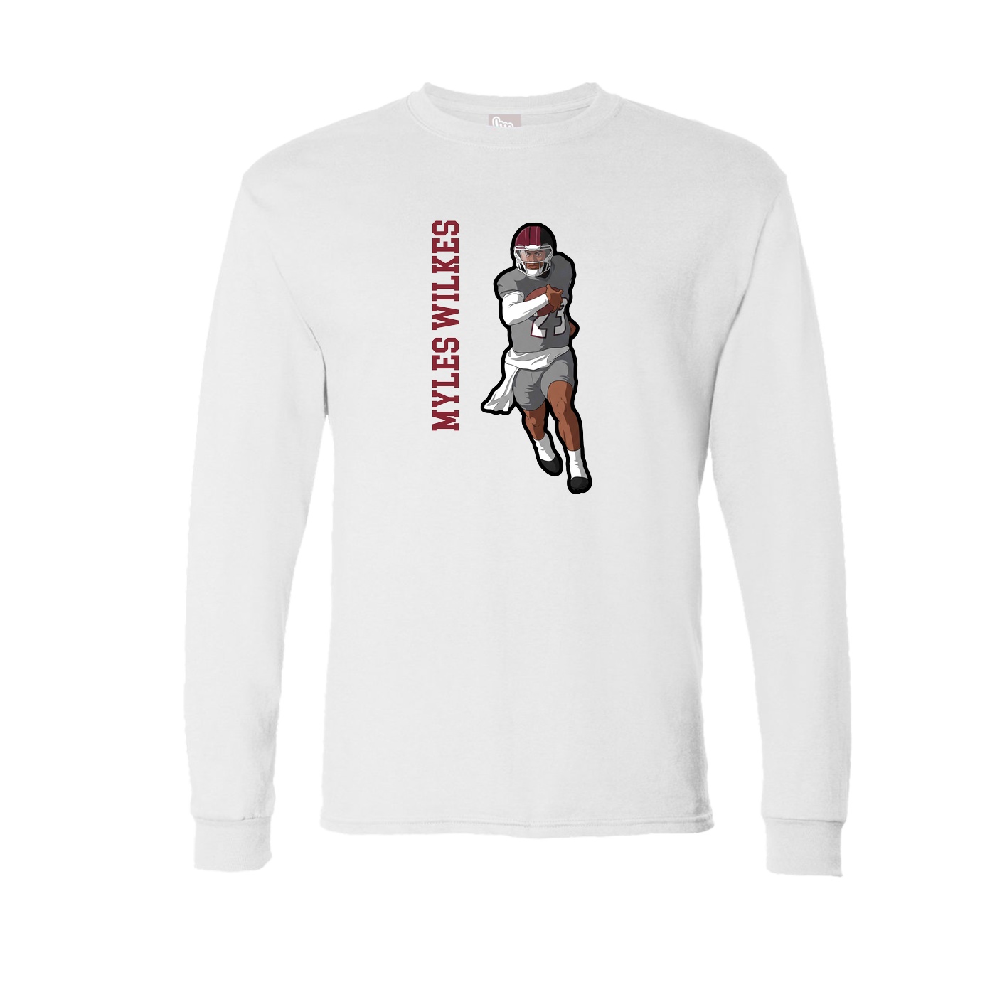 Long Sleeve Tee — Name Vertical in White