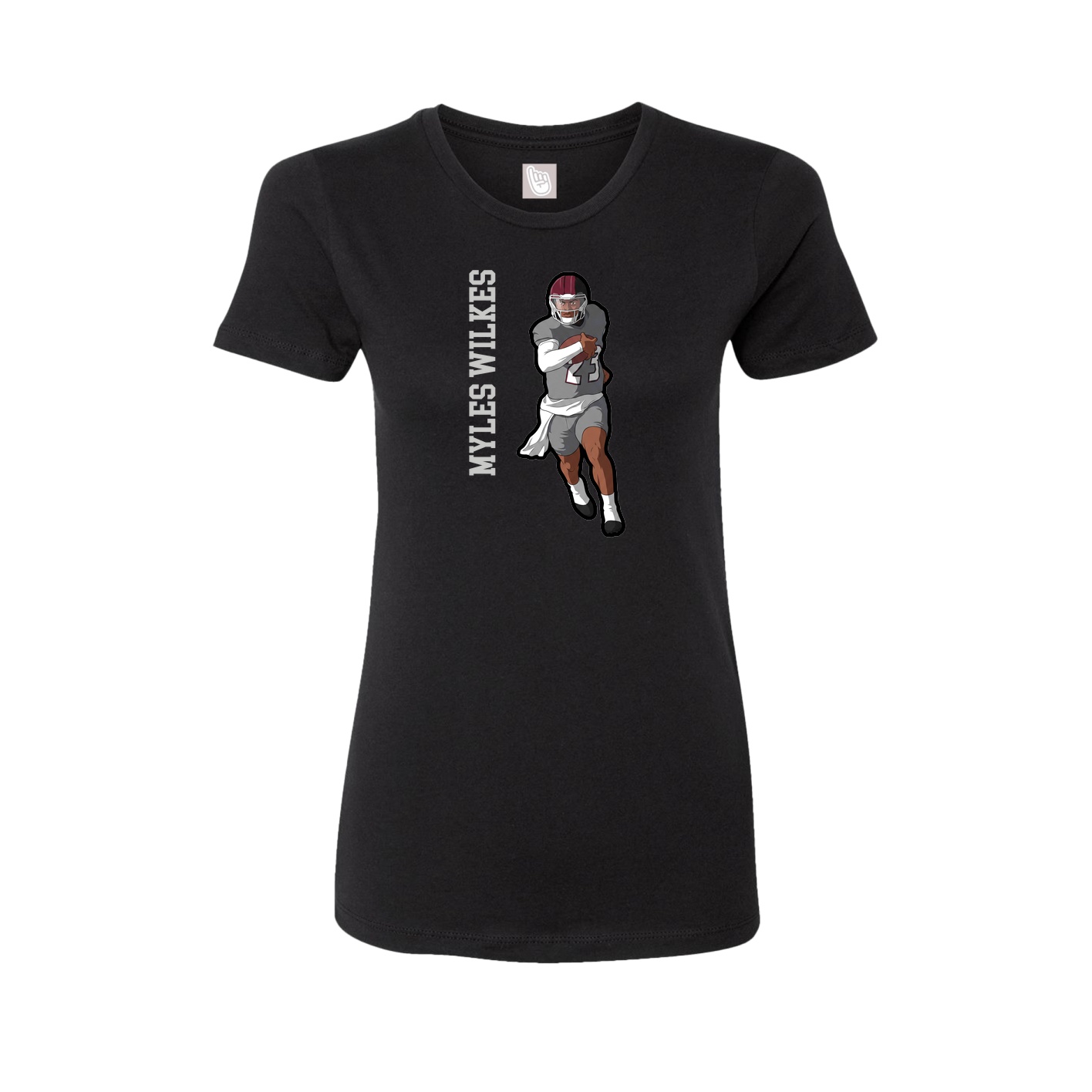 Fitted Women's Tee — Name Vertical in Black