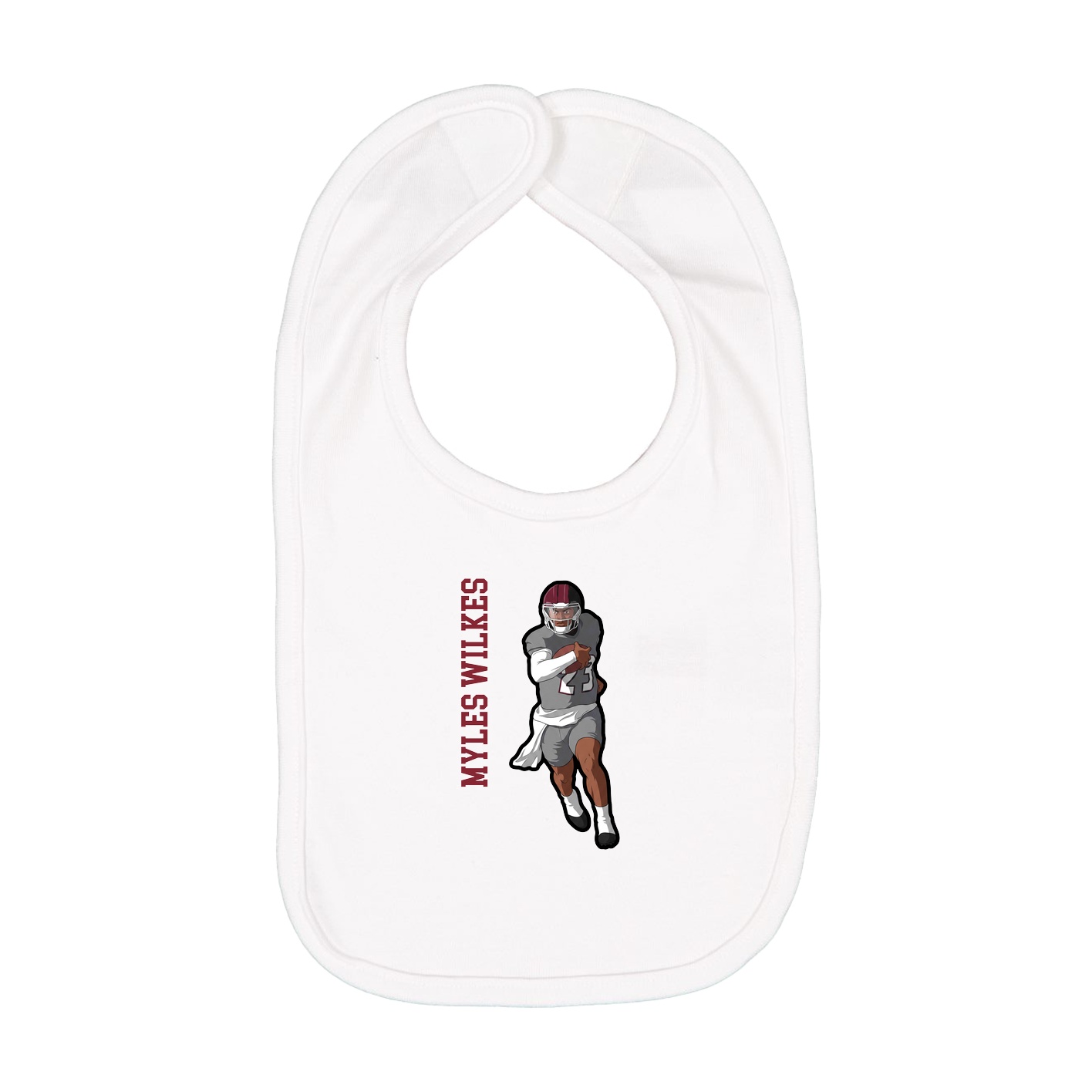 Infant Bib — Name Vertical in White