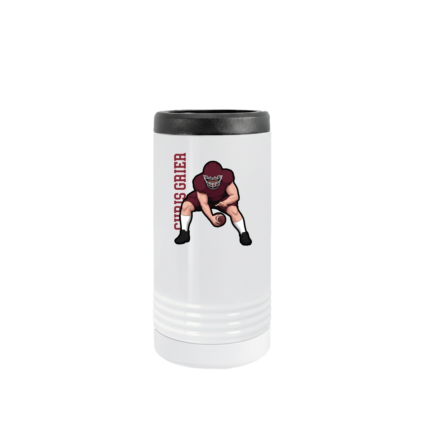 Slim Beverage Holder — Name Vertical in White
