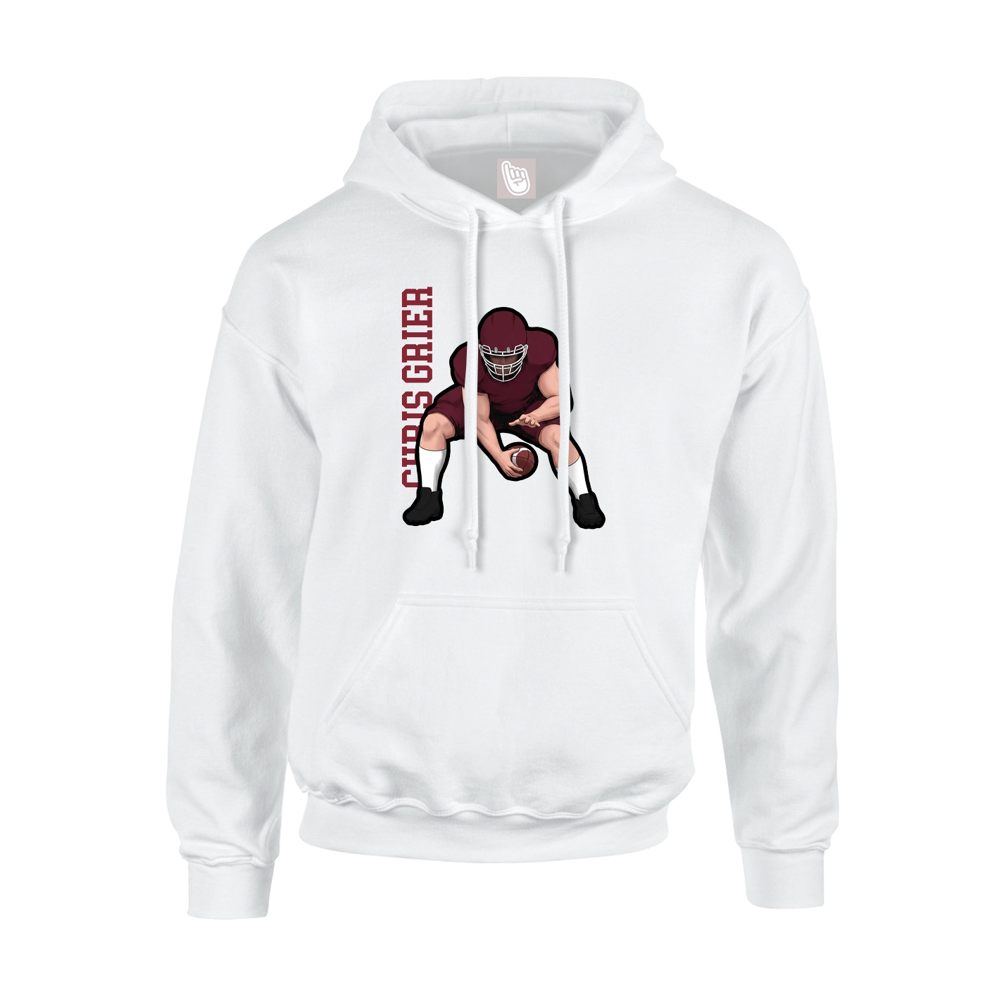 Youth Hoodie — Name Vertical in White