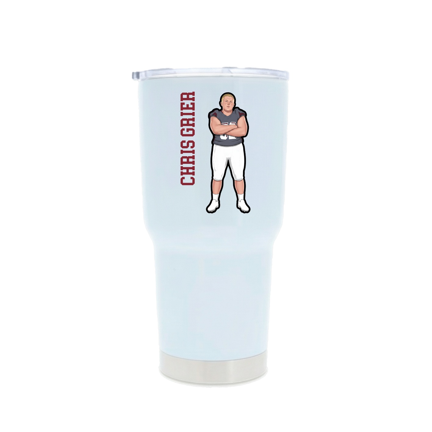 30oz Stainless Steel Tumbler — Name Vertical in White