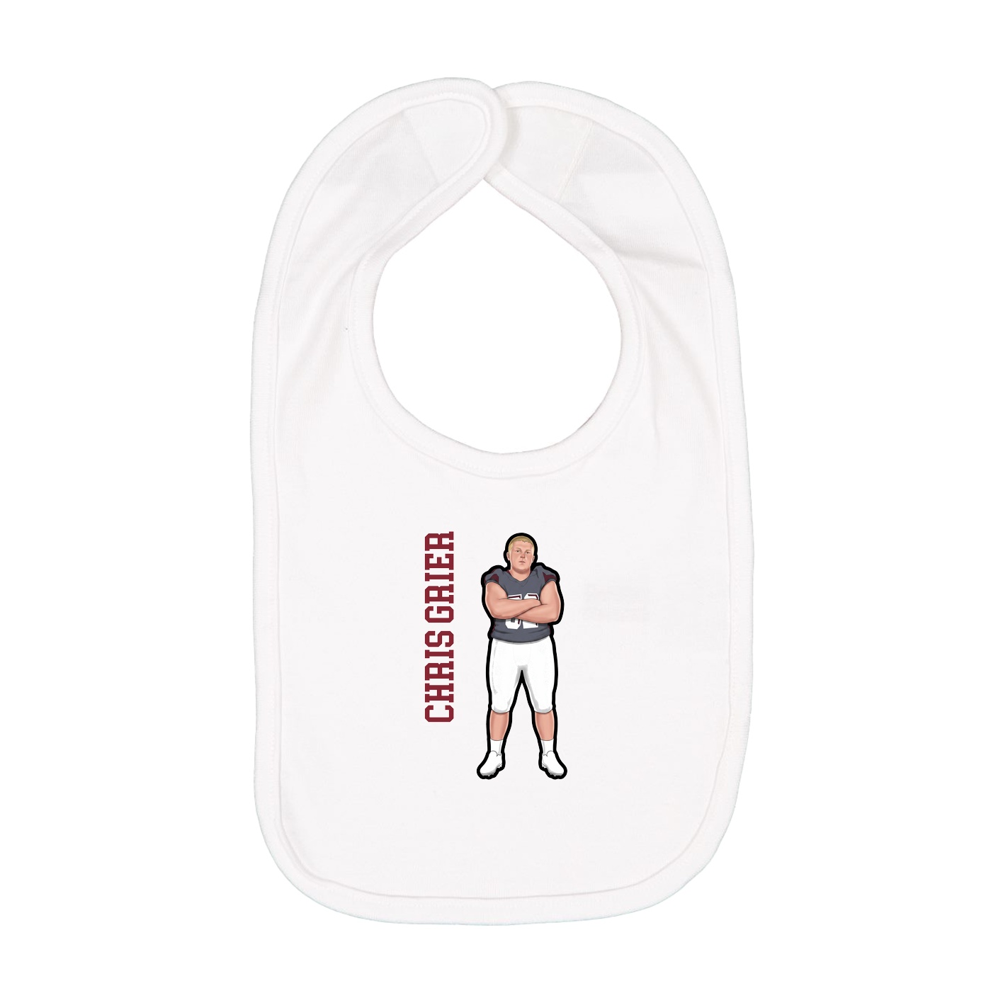 Infant Bib — Name Vertical in White