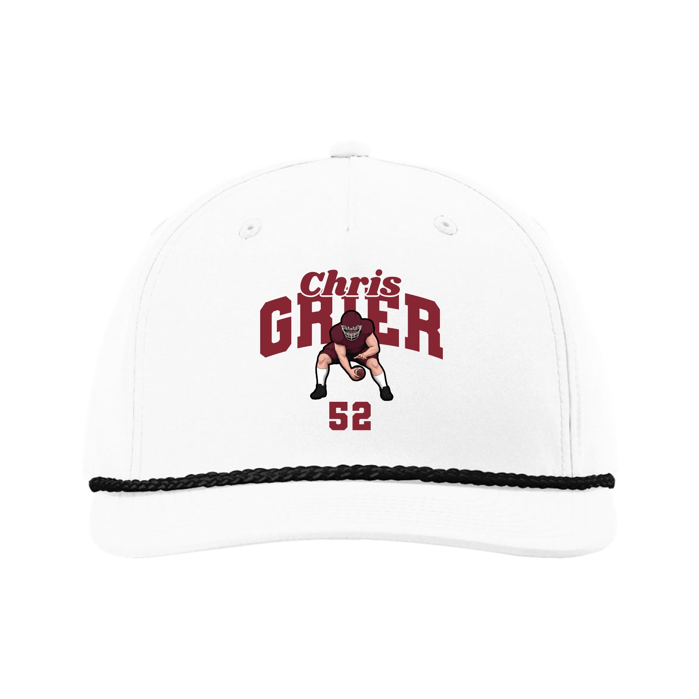 Five-Panel Classic Rope Cap — Signature Arch in White