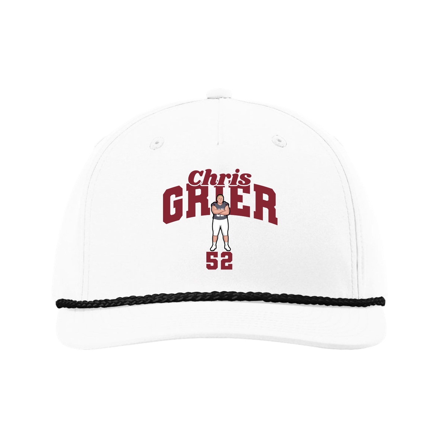 Five-Panel Classic Rope Cap — Signature Arch in White
