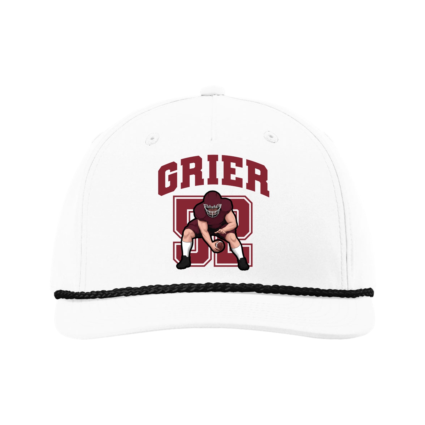 Five-Panel Classic Rope Cap — Number in White