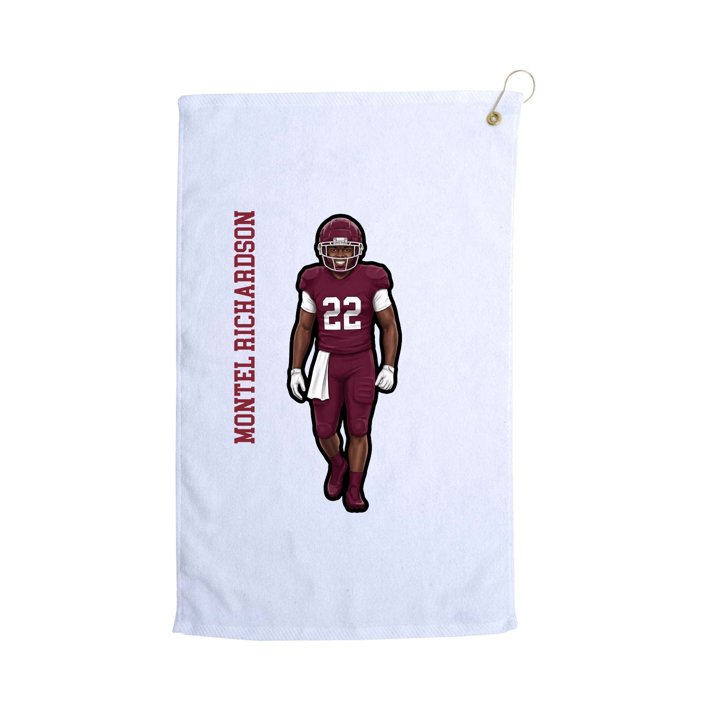 Golf Towel — Name Vertical in White