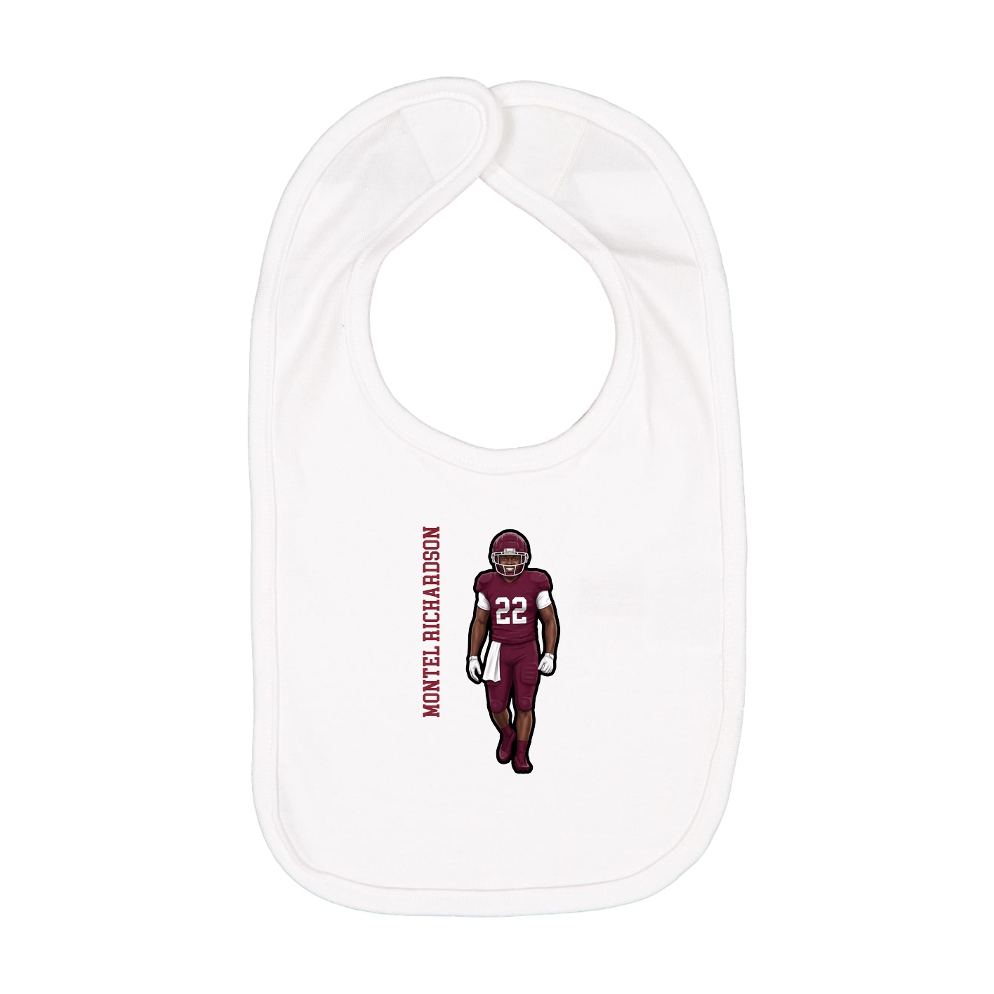 Infant Bib — Name Vertical in White
