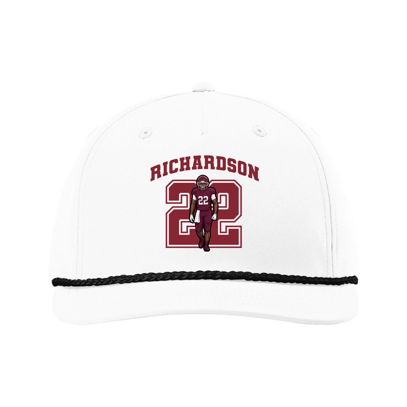 Five-Panel Classic Rope Cap — Number in White