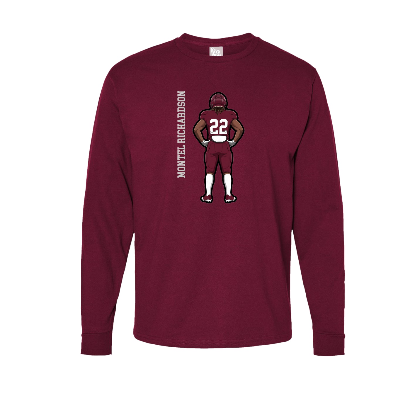 Long Sleeve Tee — Name Vertical in Cardinal