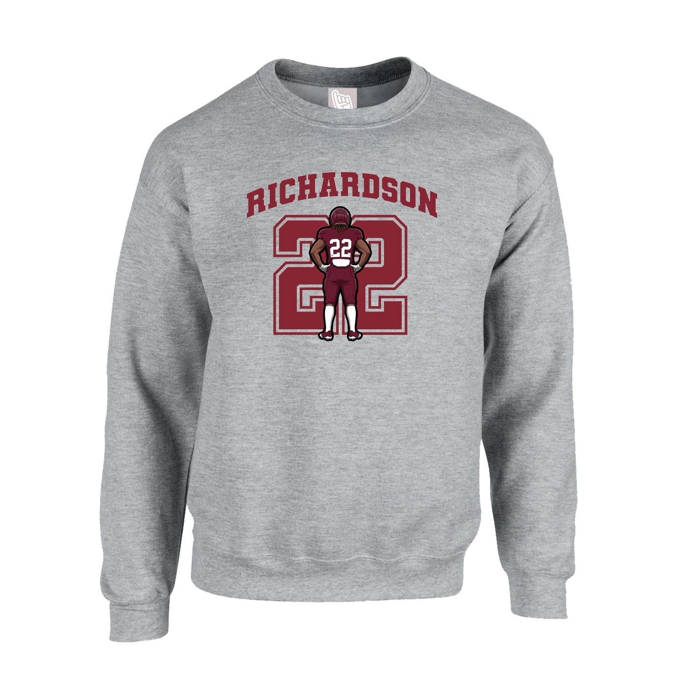 Fleece Crew — Number in Grey