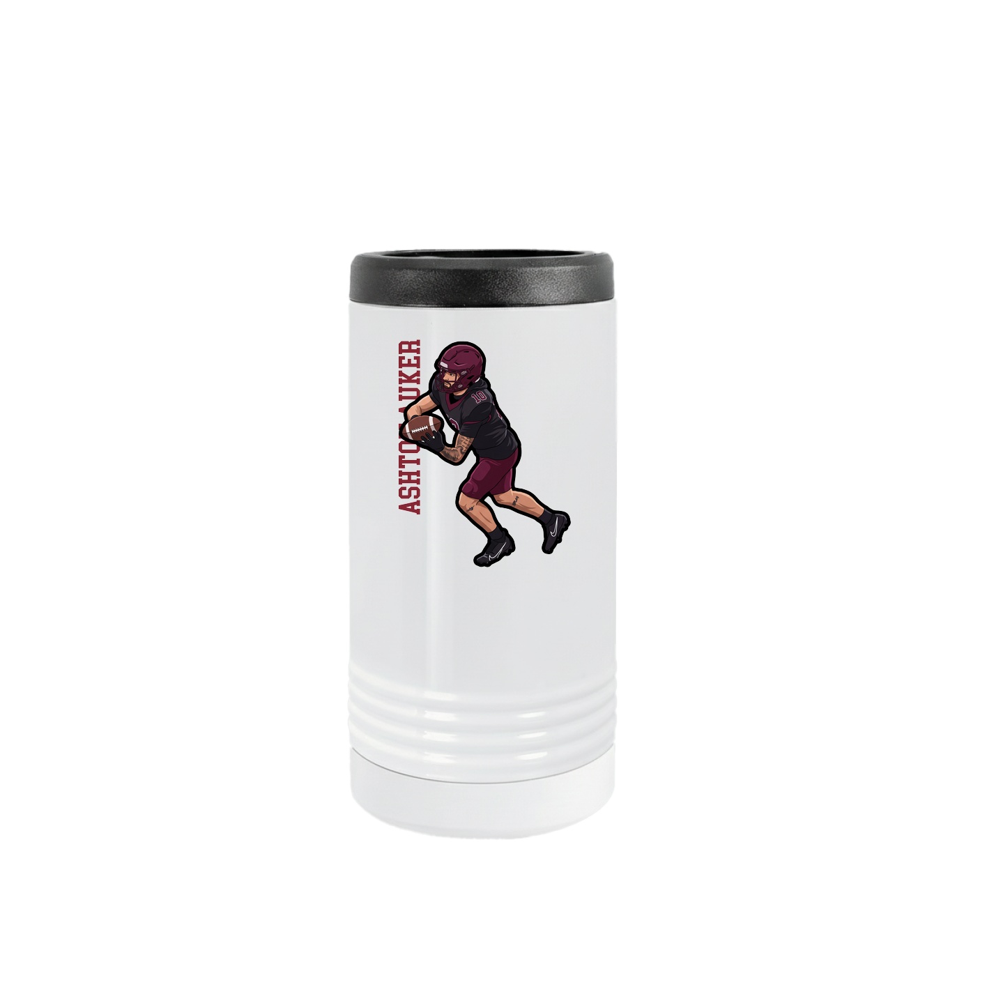 Slim Beverage Holder — Name Vertical in White