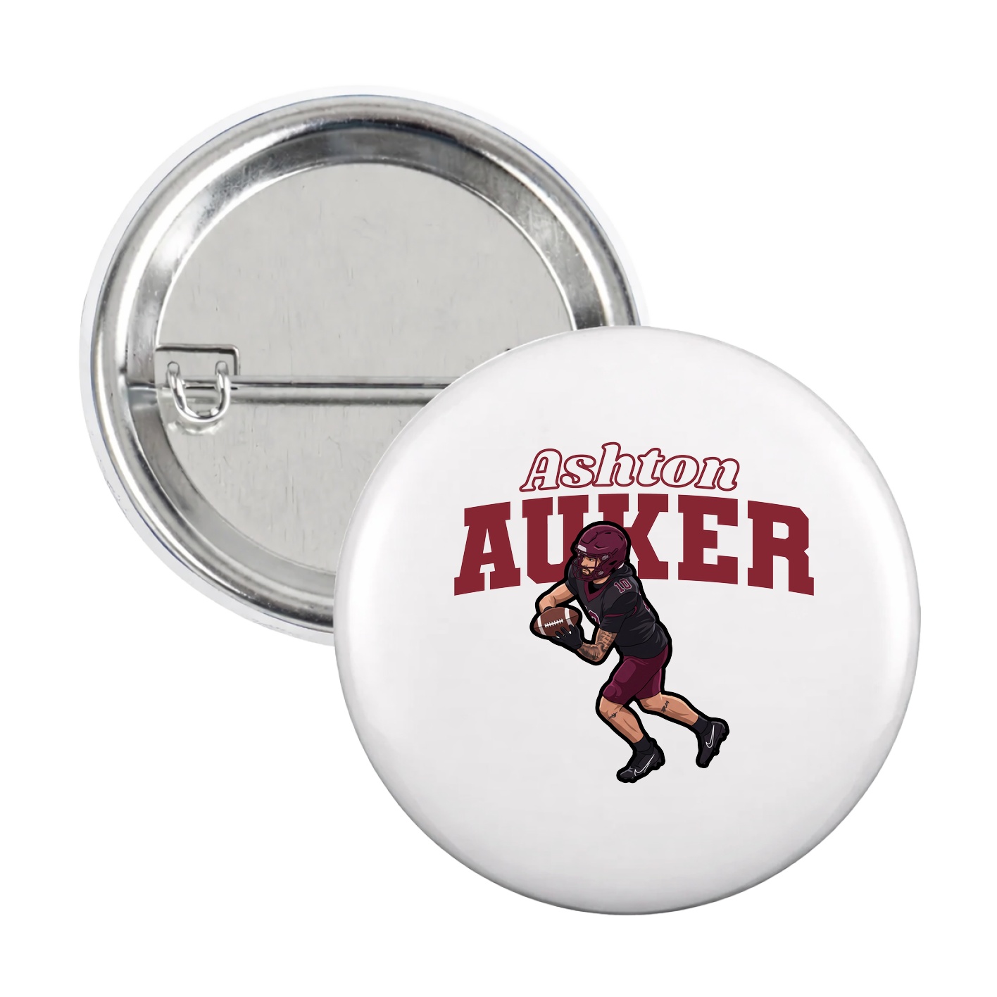Game Day Button — Name Arch in White