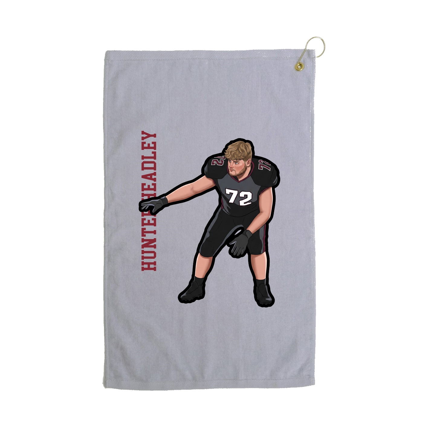Golf Towel — Name Vertical in Grey