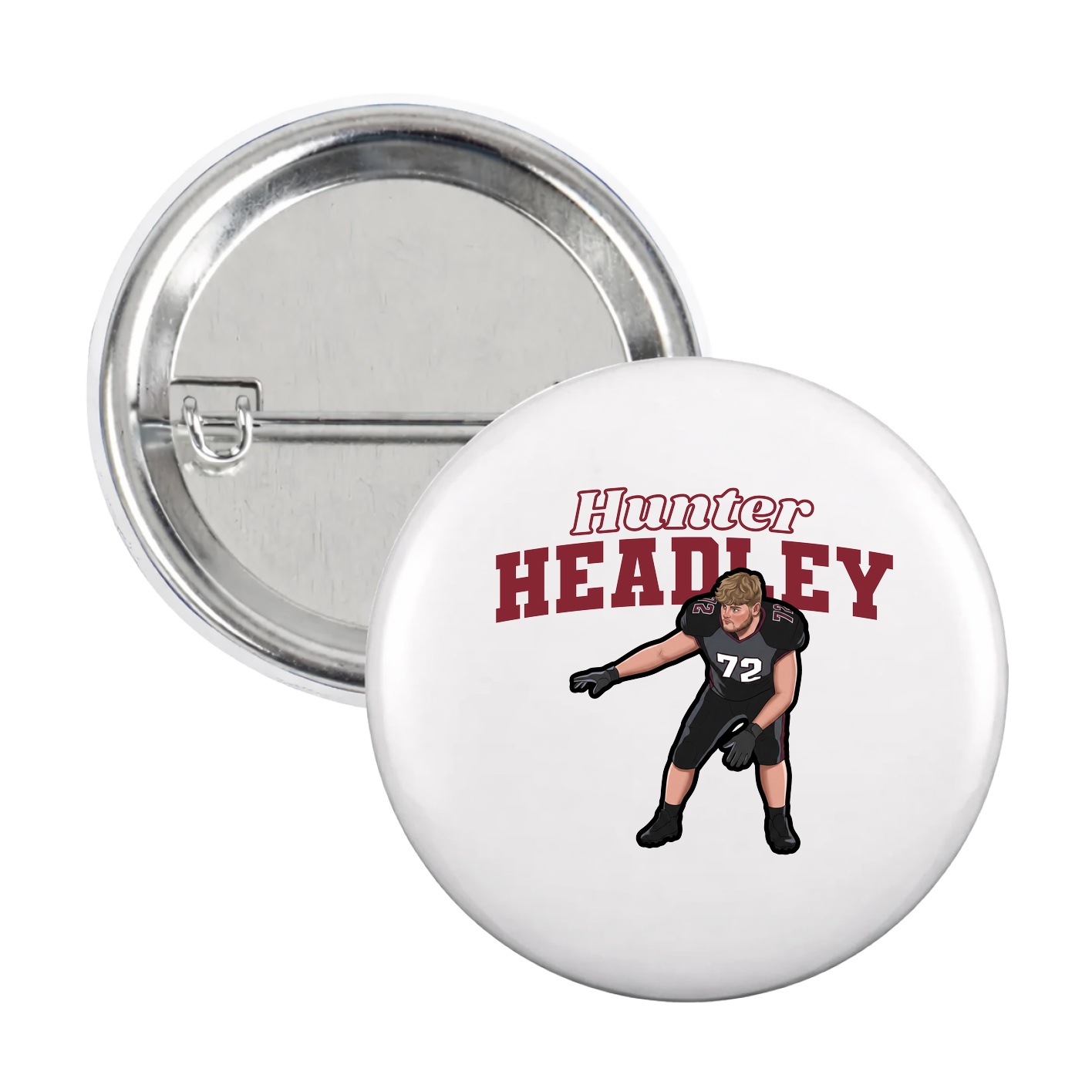 Game Day Button — Name Arch in White