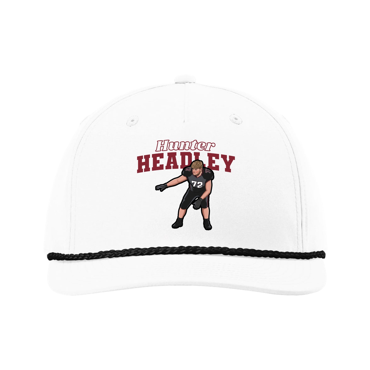 Five-Panel Classic Rope Cap — Name Arch in White