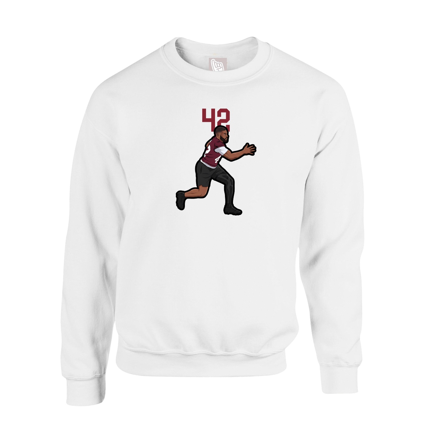 Fleece Crew — Number Top in White