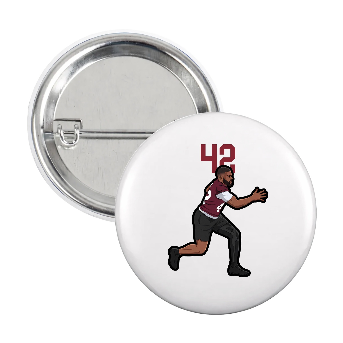 Game Day Button — Number Top in White