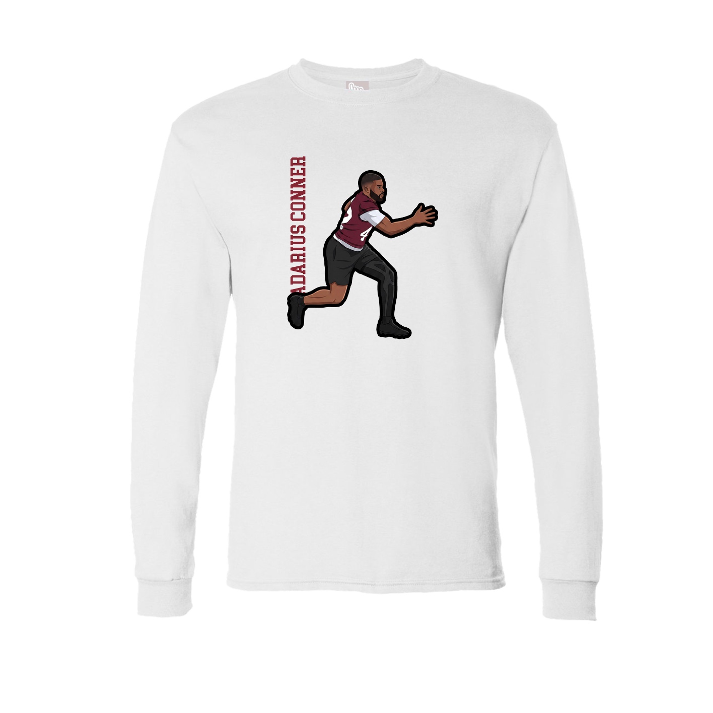 Long Sleeve Tee — Name Vertical in White