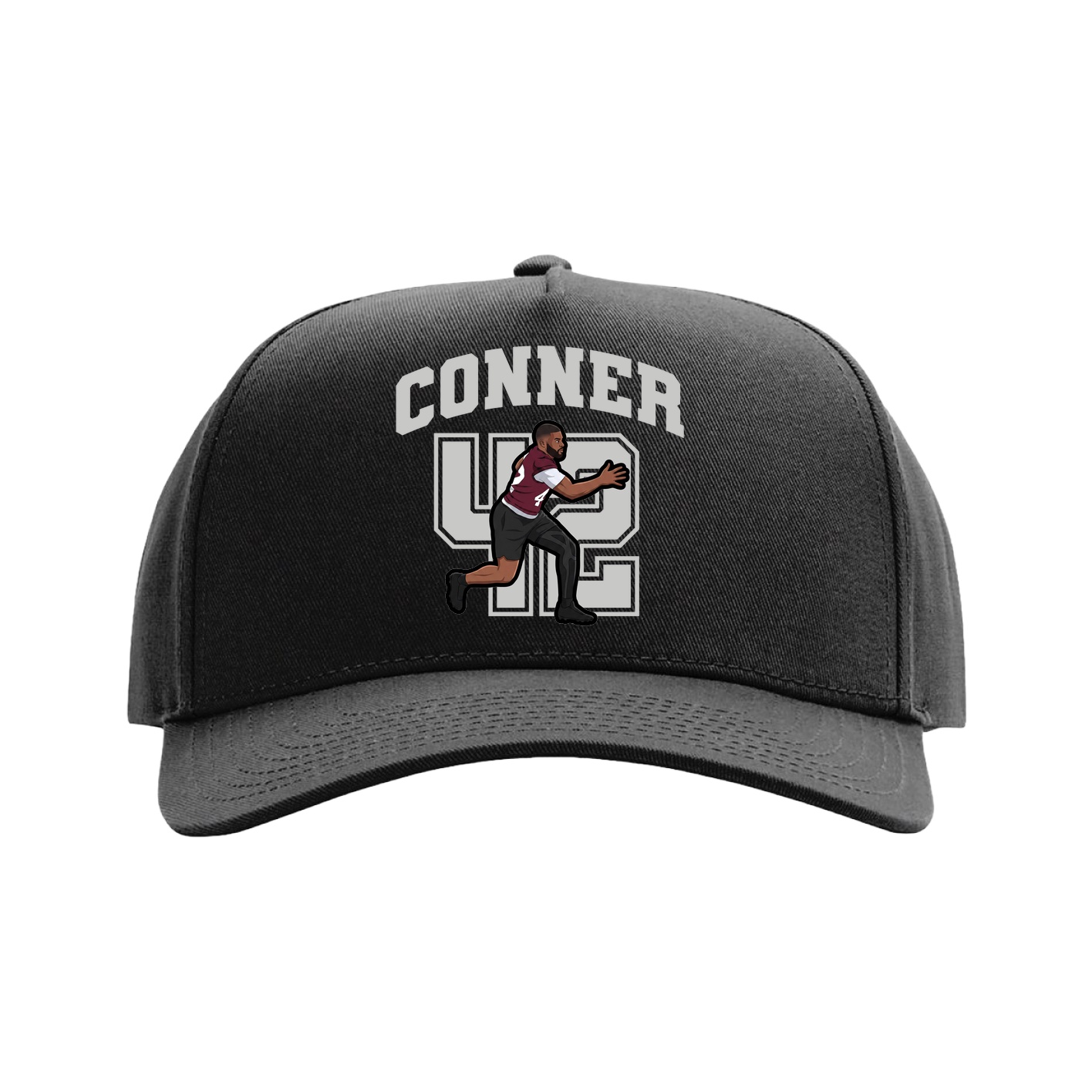 Full Fabric Five-Panel Champ Cap — Number in Black