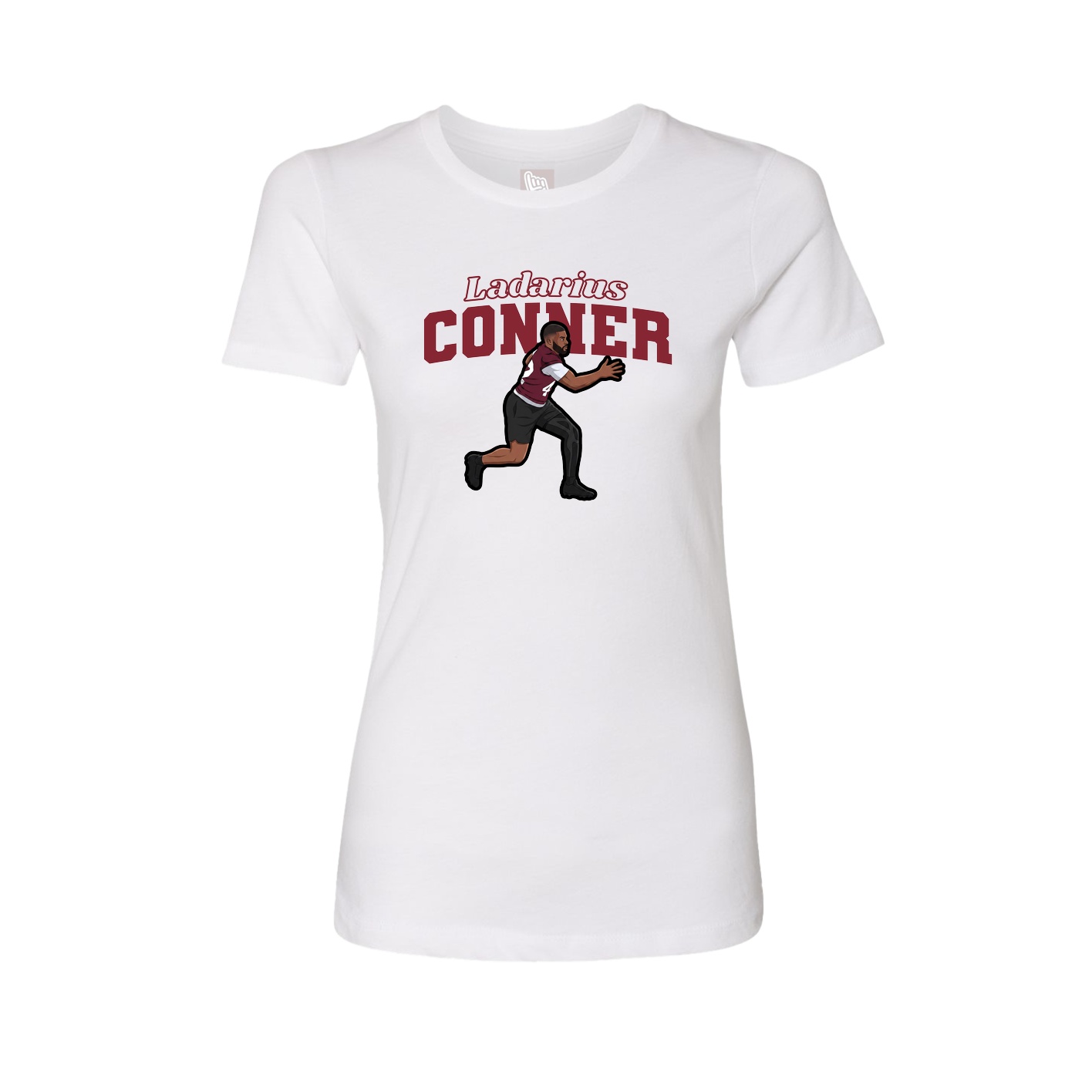 Fitted Women's Tee — Name Arch in White