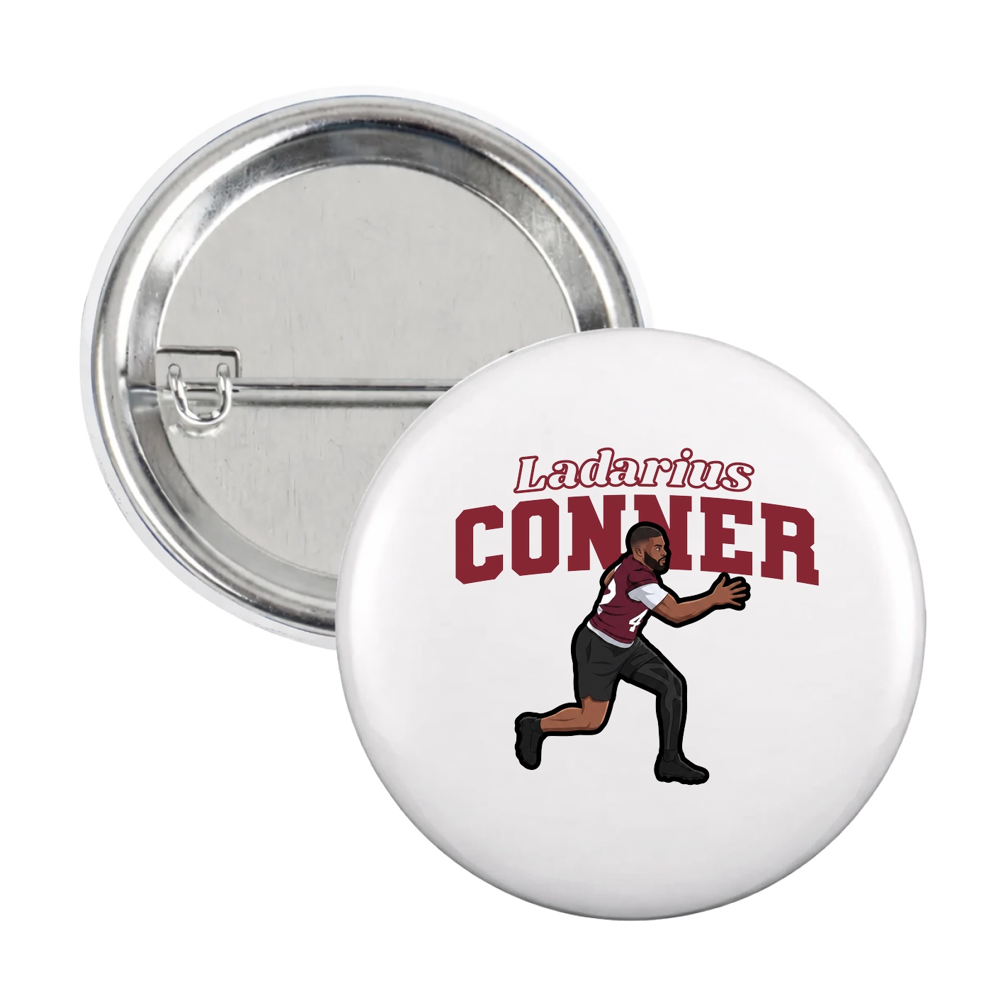 Game Day Button — Name Arch in White