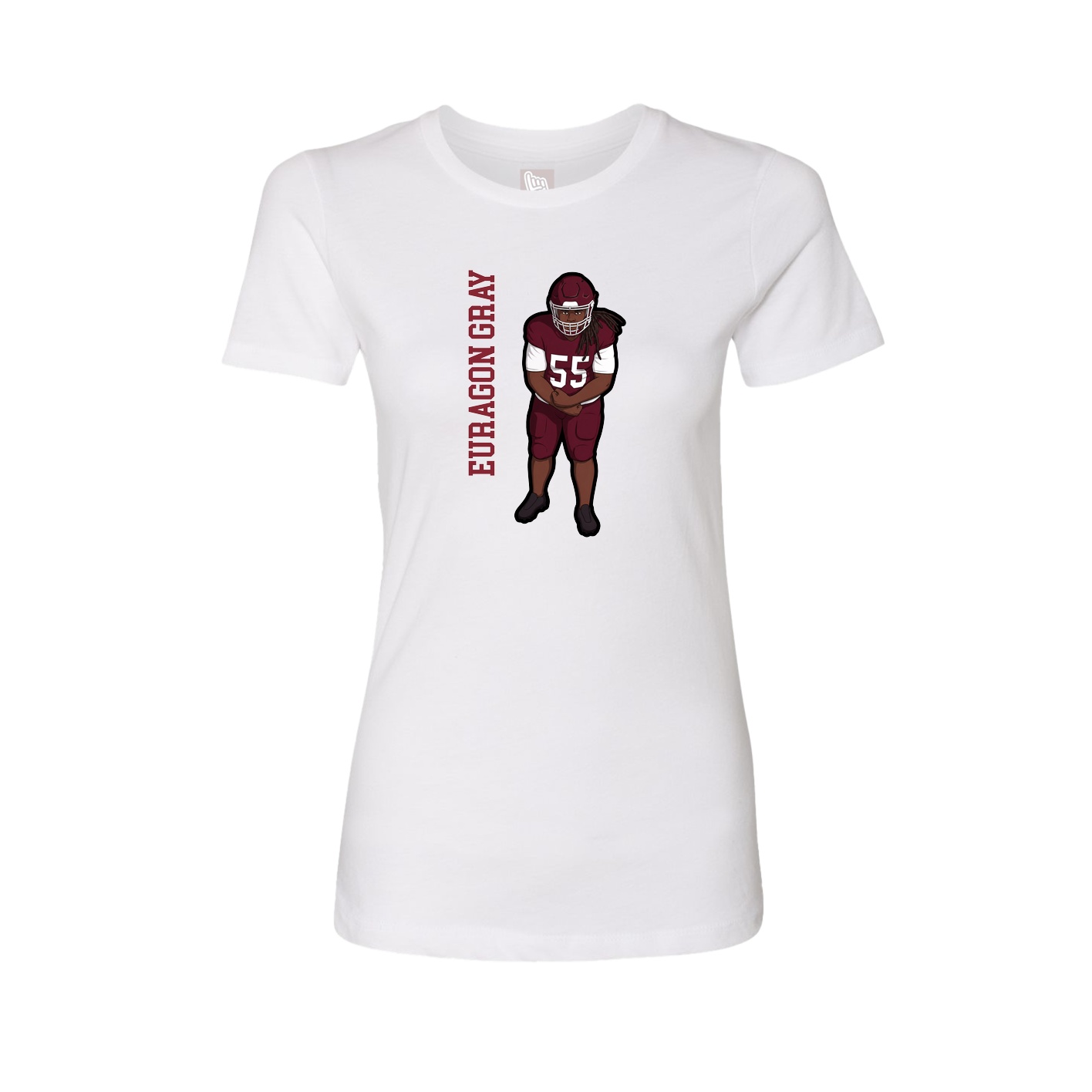 Fitted Women's Tee — Name Vertical in White