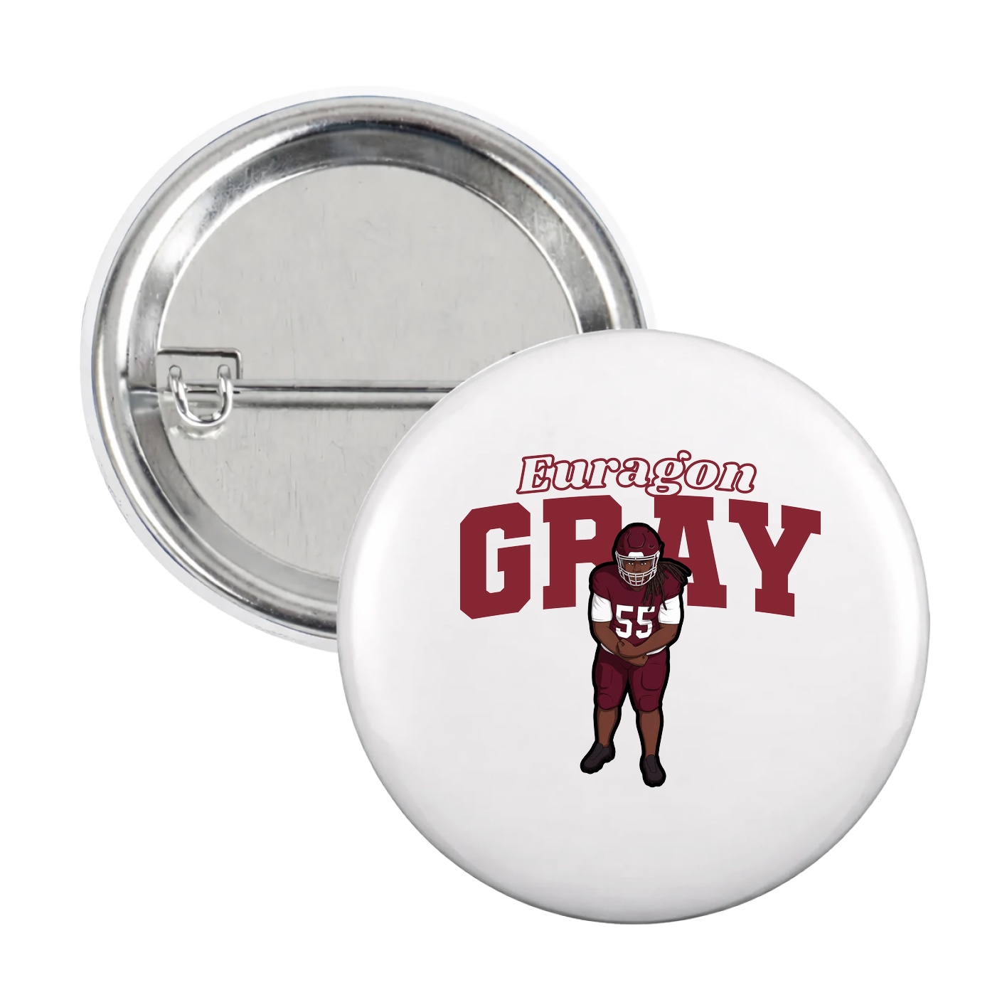 Game Day Button — Name Arch in White