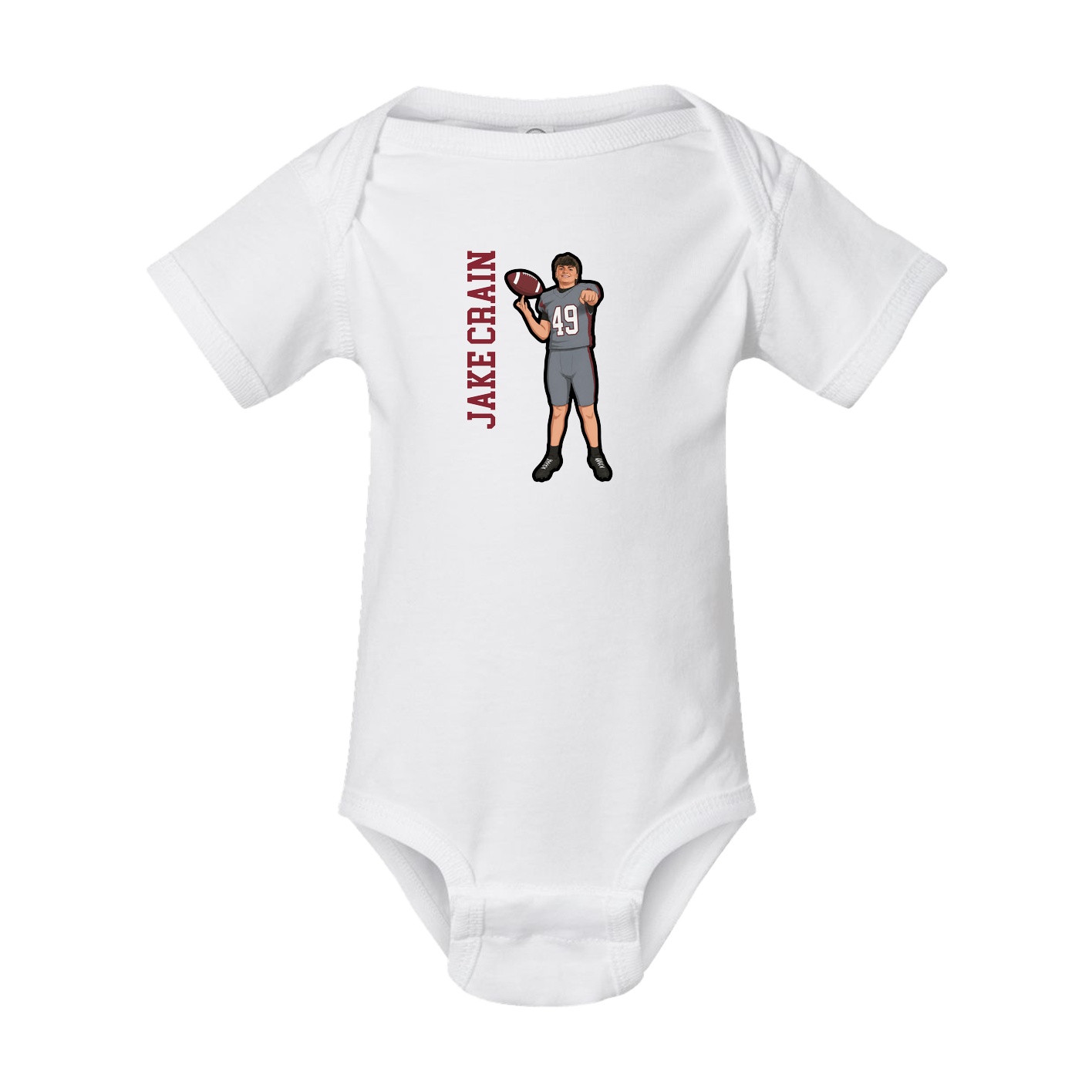 Baby Onesie — Name Vertical in White