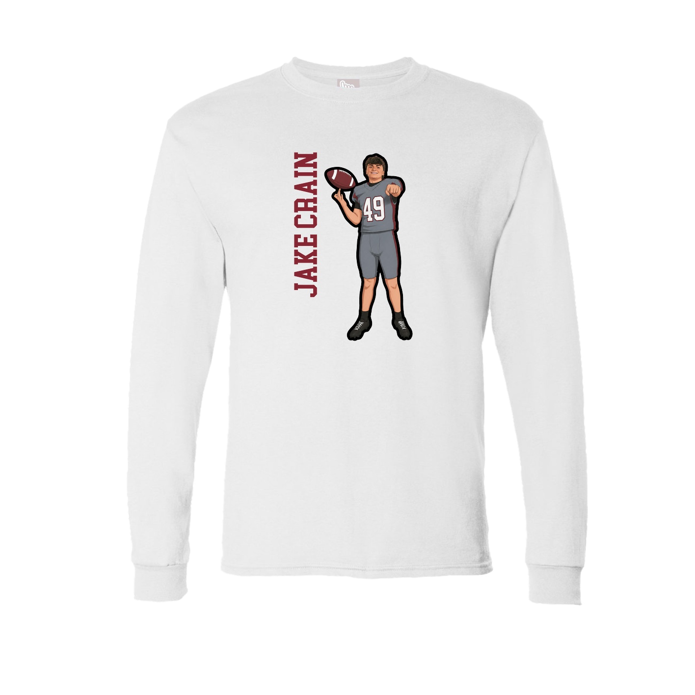 Long Sleeve Tee — Name Vertical in White