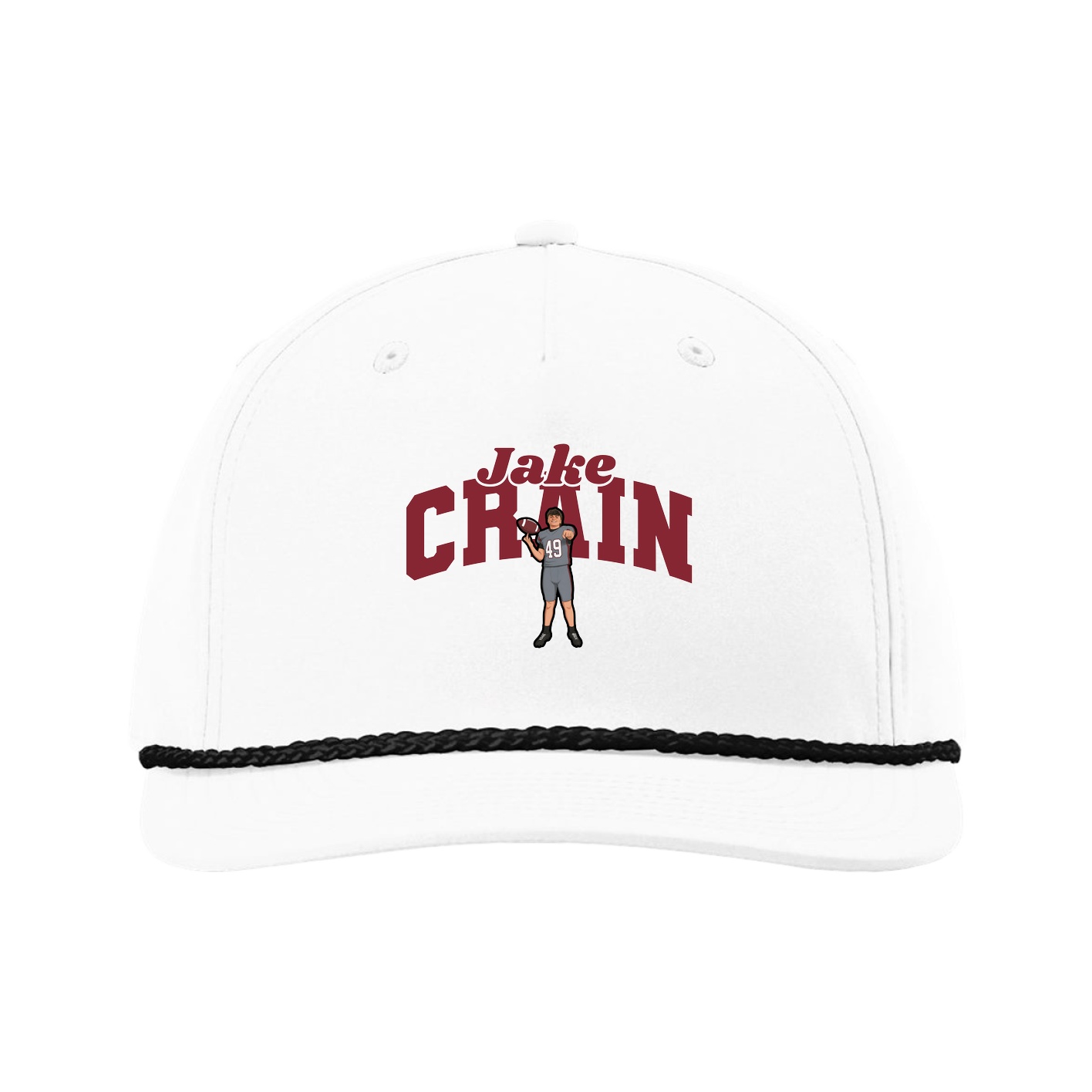 Five-Panel Classic Rope Cap — Signature Arch in White