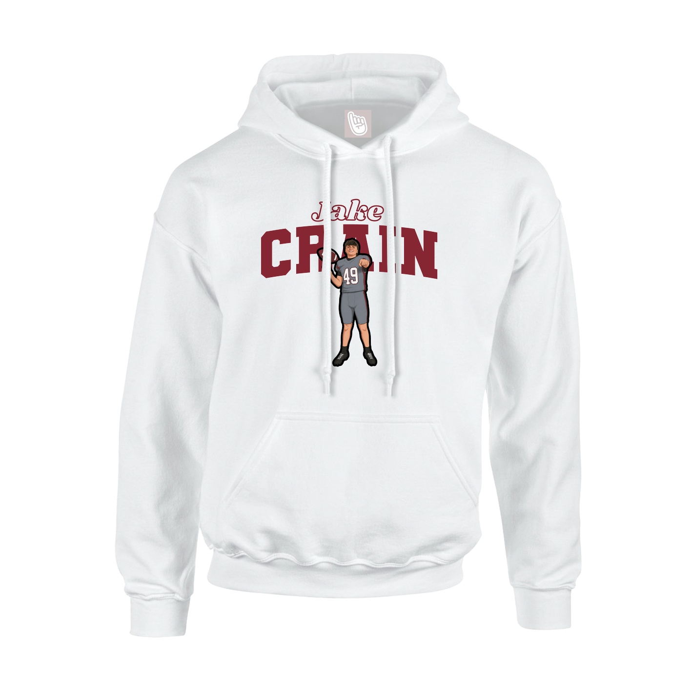 Youth Hoodie — Name Arch in White