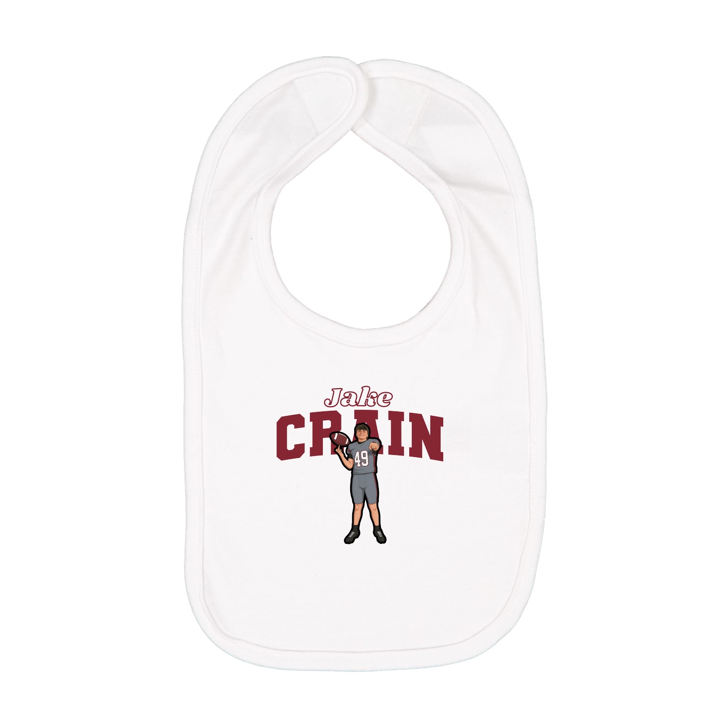 Infant Bib — Name Arch in White