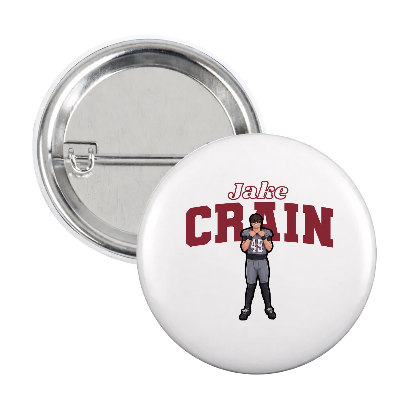 Game Day Button — Name Arch in White