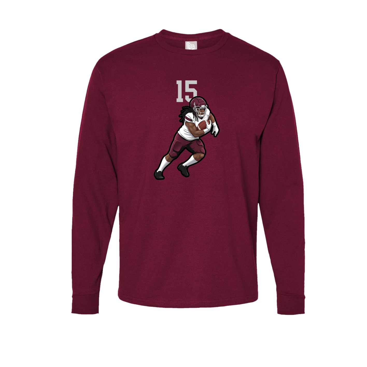 Long Sleeve Tee — Number Top in Cardinal