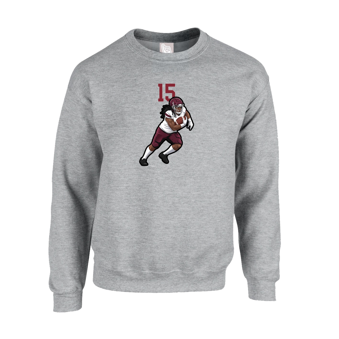 Fleece Crew — Number Top in Grey