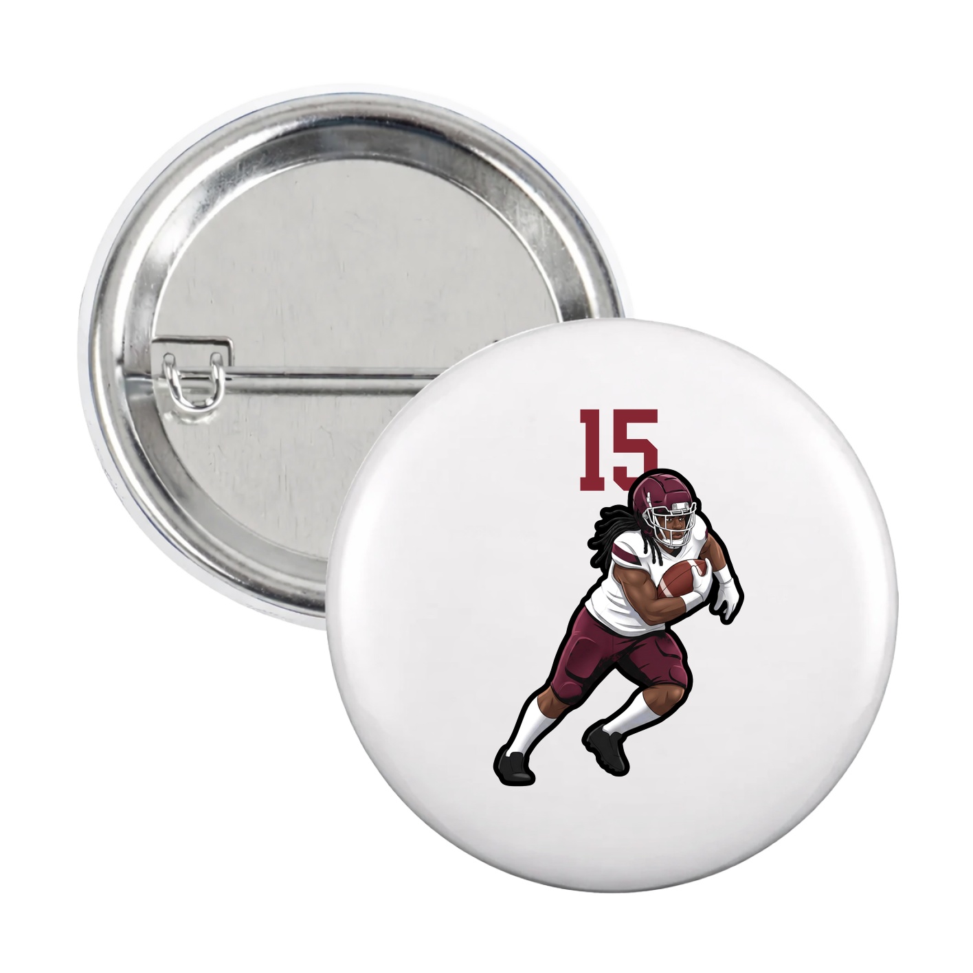 Game Day Button — Number Top in White