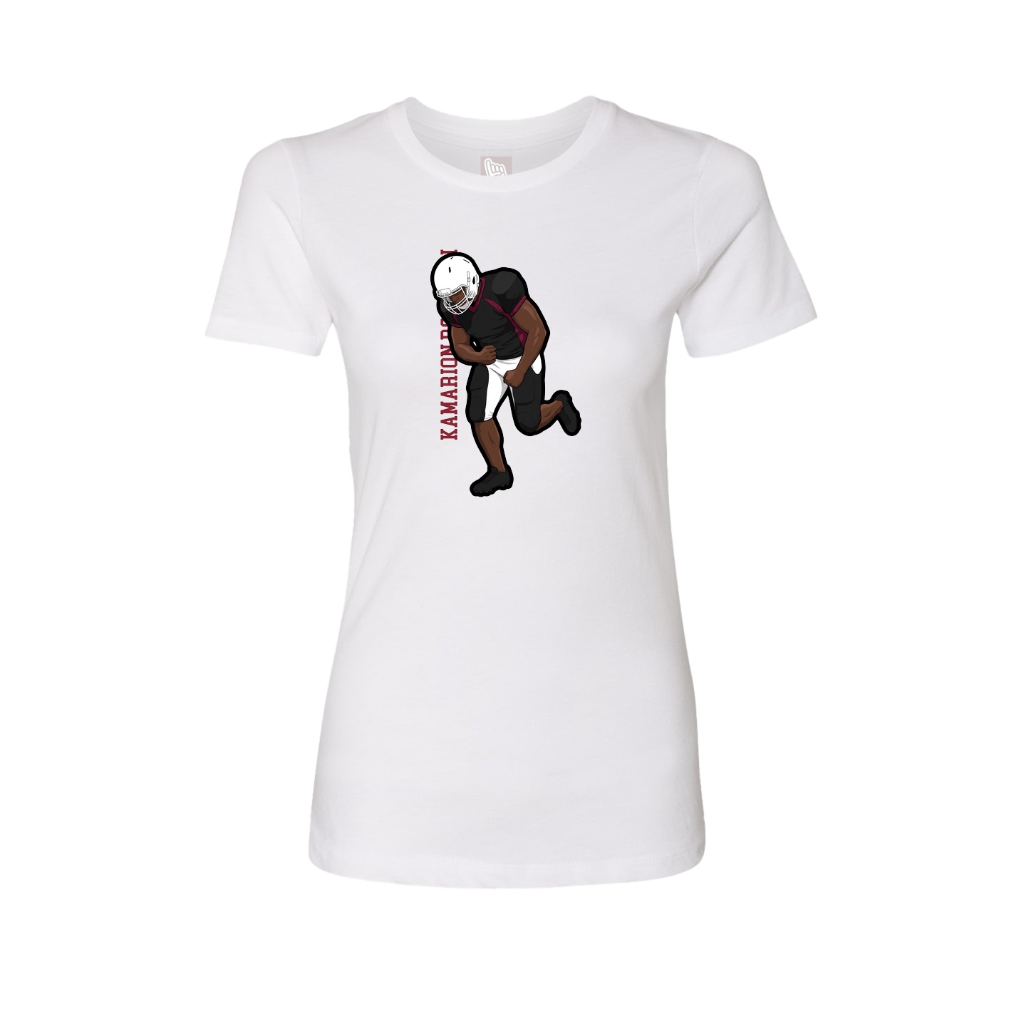 Fitted Women's Tee — Name Vertical in White