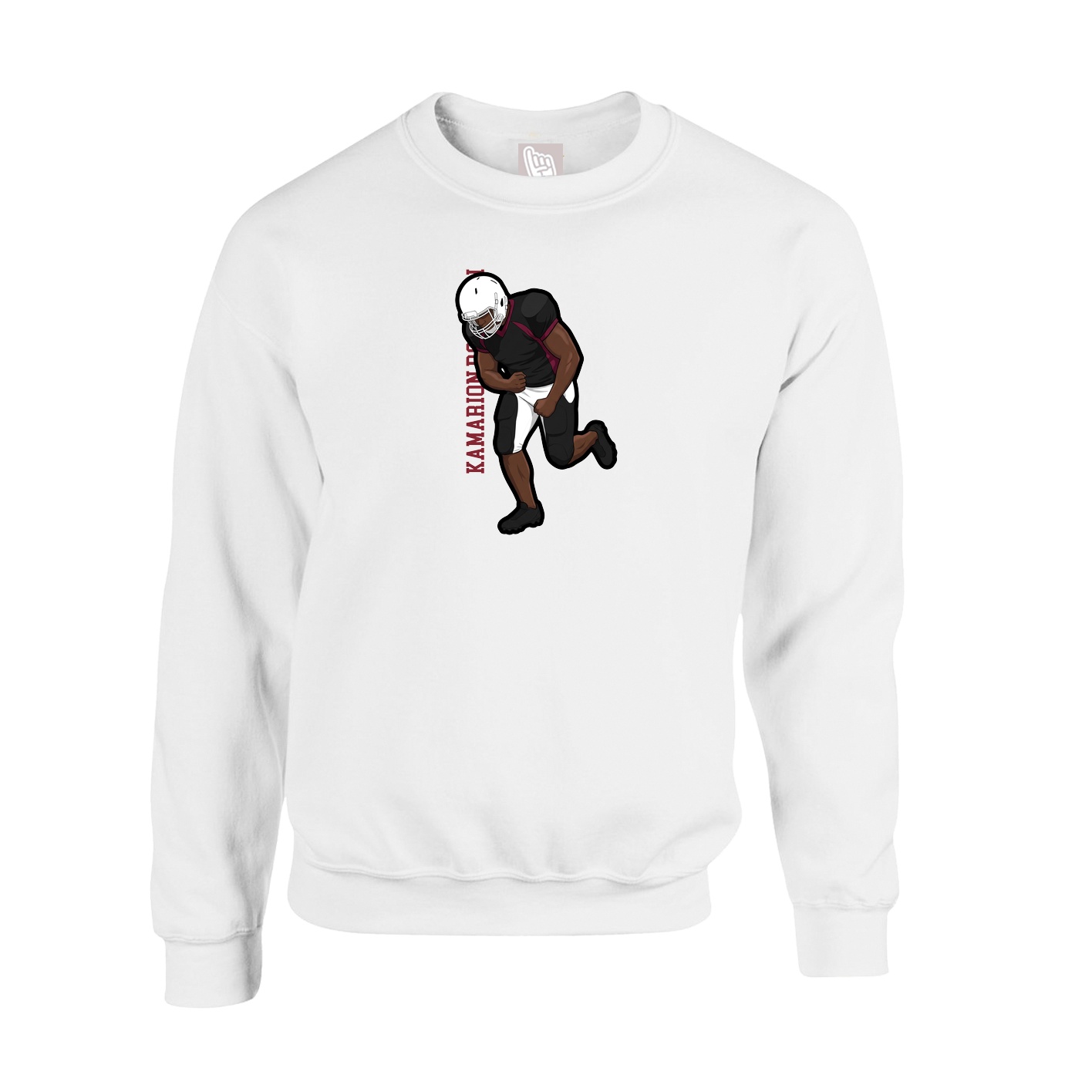Fleece Crew — Name Vertical in White