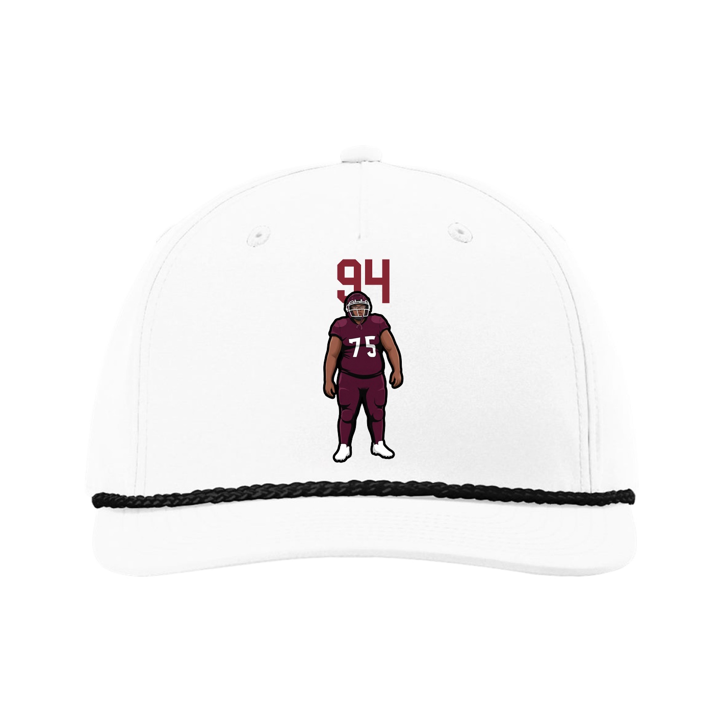 Five-Panel Classic Rope Cap — Number Top in White