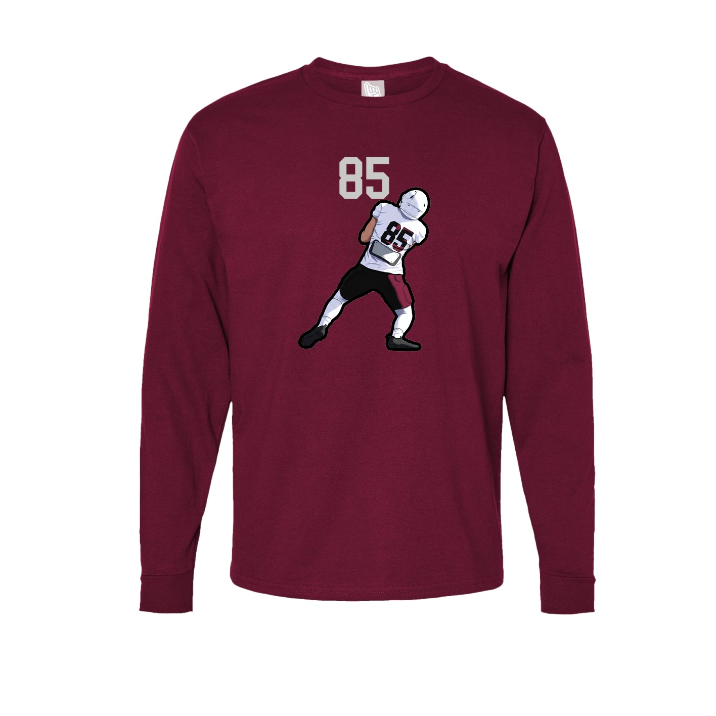 Long Sleeve Tee — Number Top in Cardinal