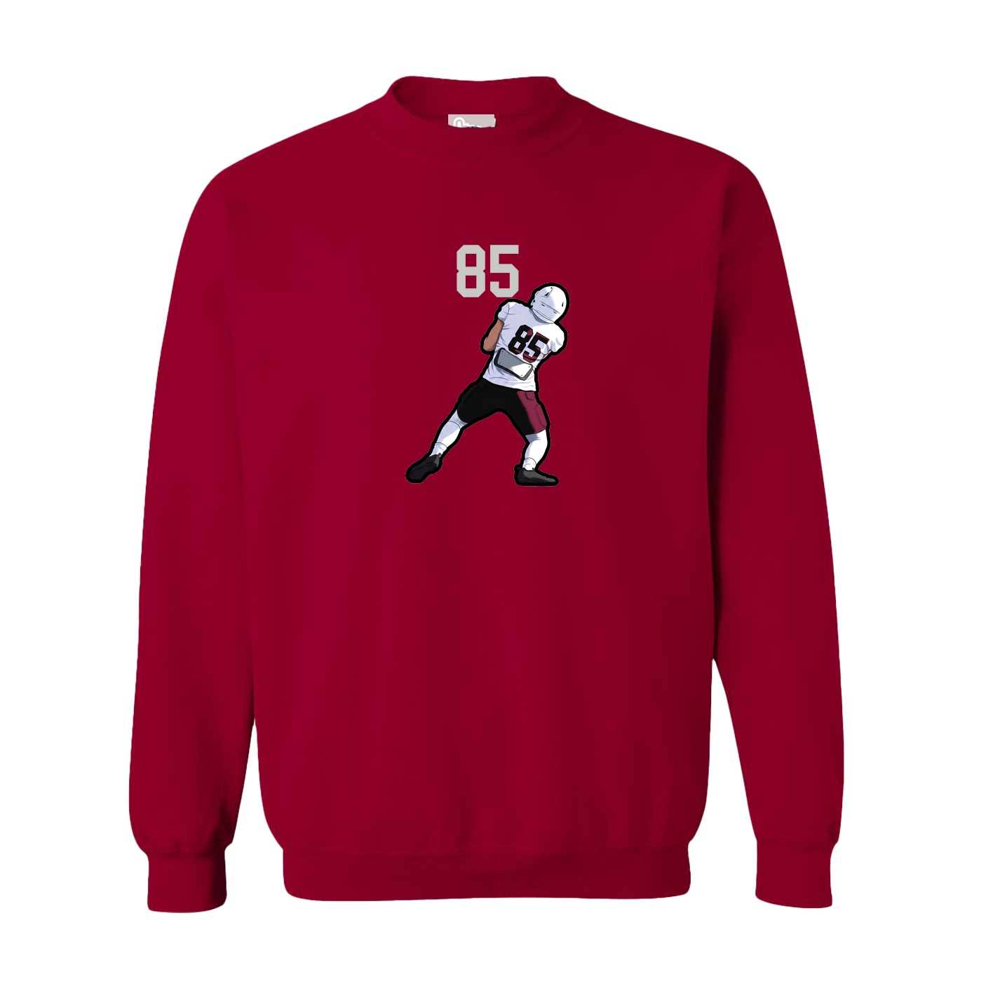 Fleece Crew — Number Top in Cardinal
