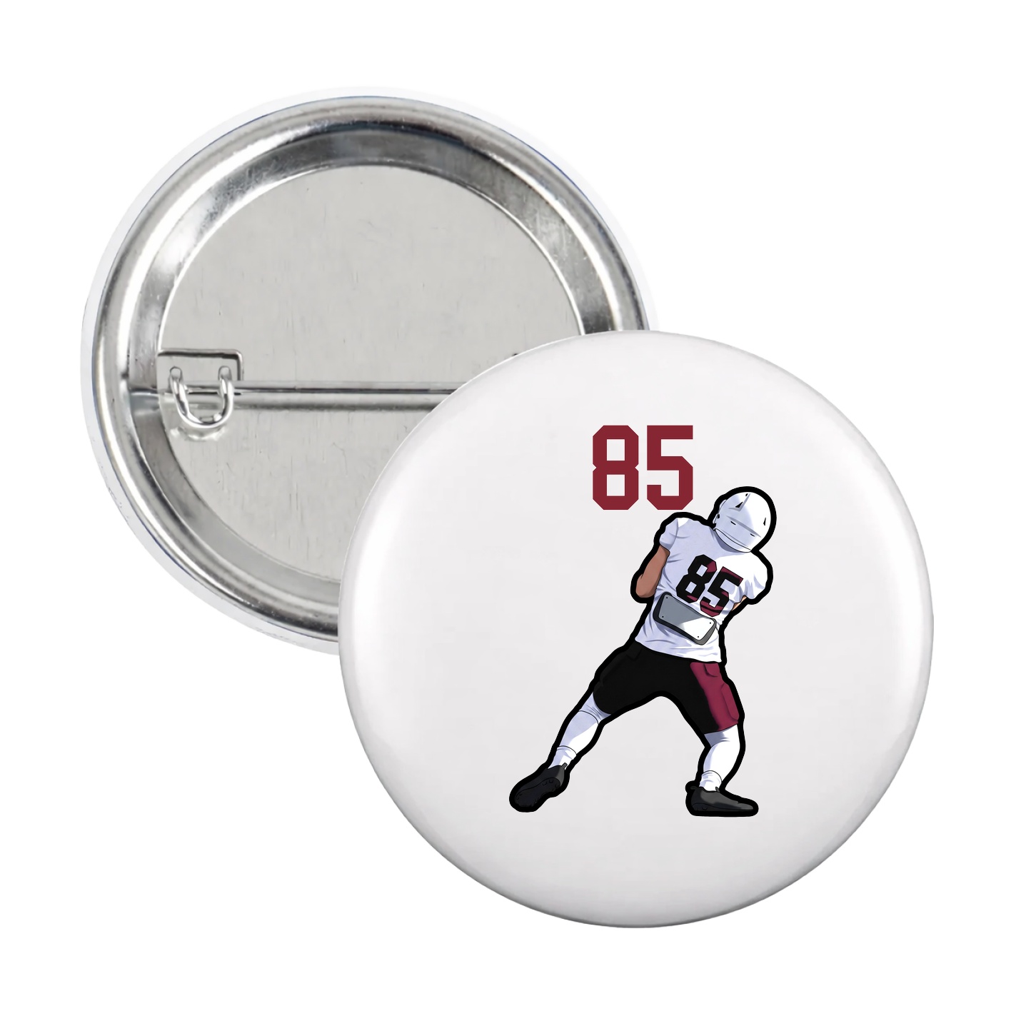 Game Day Button — Number Top in White