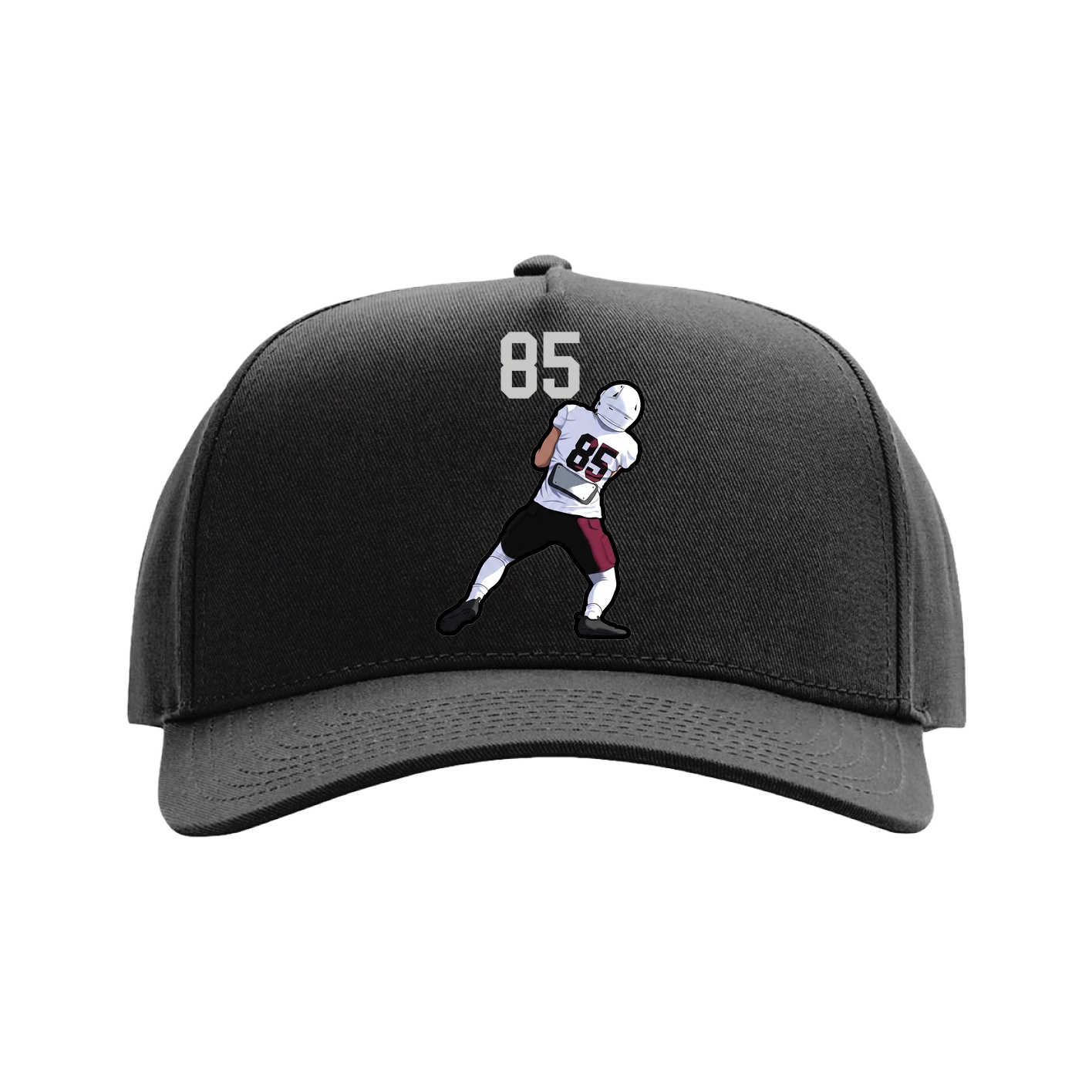 Full Fabric Five-Panel Champ Cap — Number Top in Black
