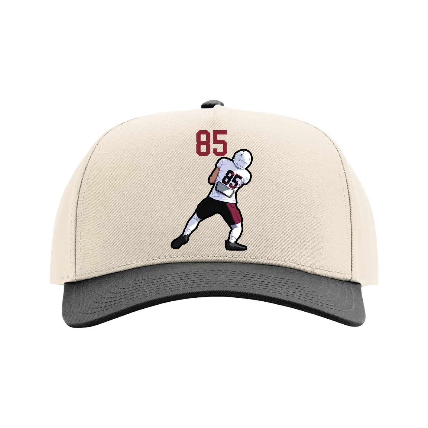 Full Fabric Five-Panel Champ Cap — Number Top in Cream/Black